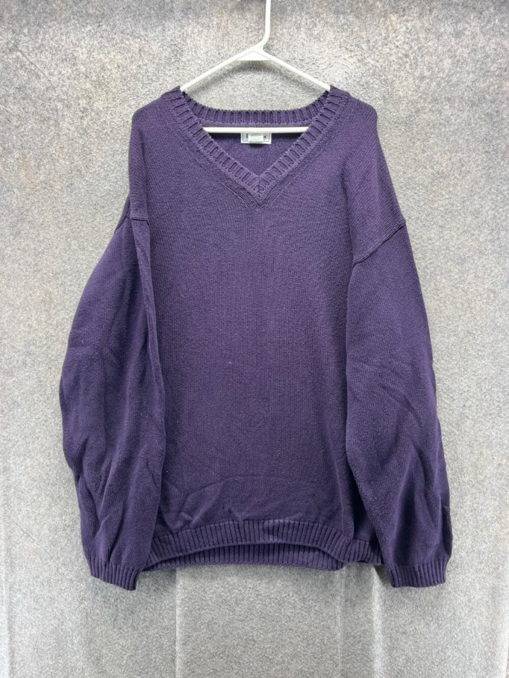 L.L. Bean Sweater Men Extra Large Tall Purple V Neck Pullover Cotton XLT